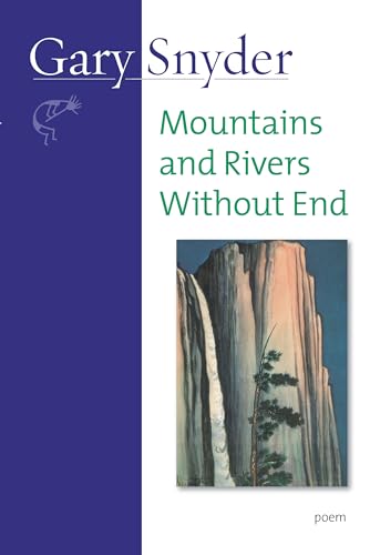 Book cover for Mountains and Rivers Without End by Gary Snyder featuring a waterfall painting.