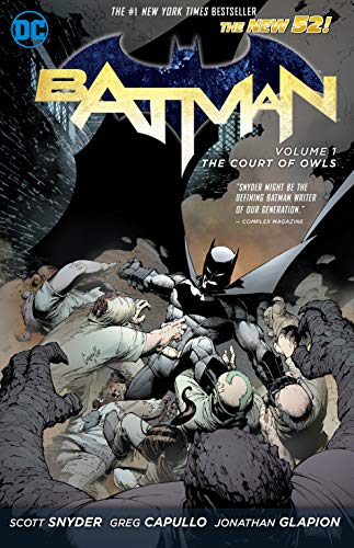 Batman fights a group of attackers on the cover of The Court of Owls.