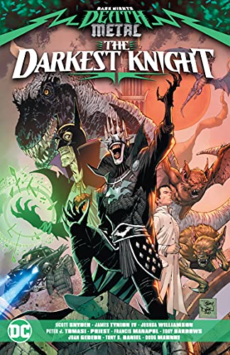 Comic book cover featuring a monstrous Batman with dinosaurs and villains.