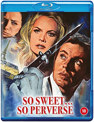 Blu-ray cover art featuring a man holding a knife, two women, and a car.