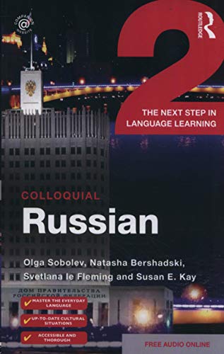 Book cover: “Colloquial Russian 2” with a red number two and Moscow skyline.