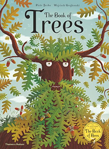 Book cover with illustrated tree face and green foliage.