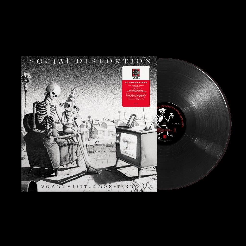 Social Distortion’s “Mommy’s Little Monster” vinyl record with skeletal cover art.