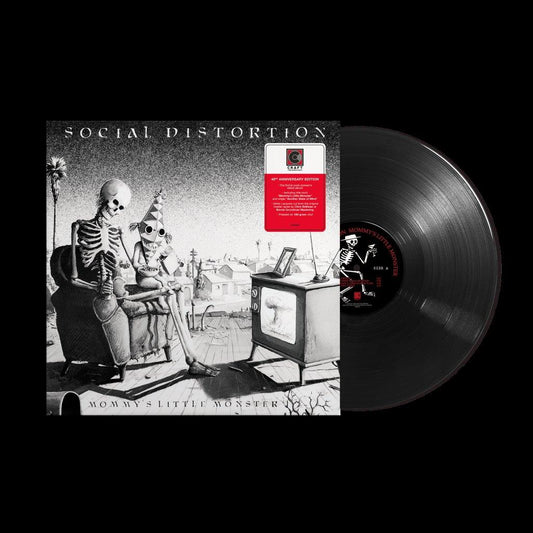 Social Distortion’s “Mommy’s Little Monster” vinyl record with skeletal cover art.