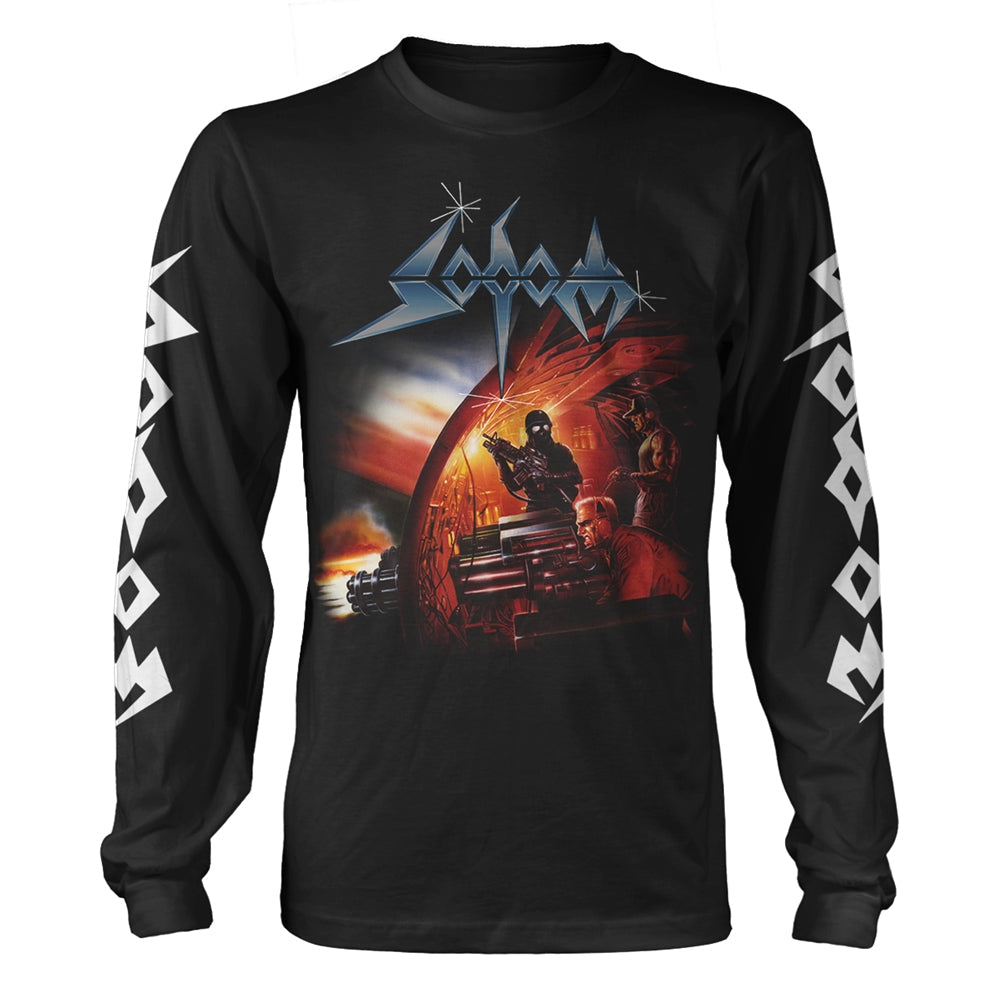 Black long-sleeve shirt with album art depicting soldiers and explosions.