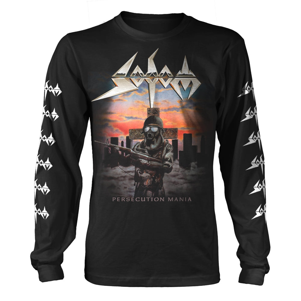 Black long-sleeve shirt with dystopian album art and logo.