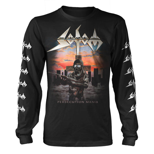 Black long-sleeve shirt with dystopian album art and logo.