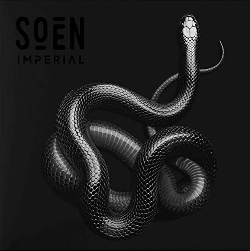"Album cover with a coiled black snake on a dark background."