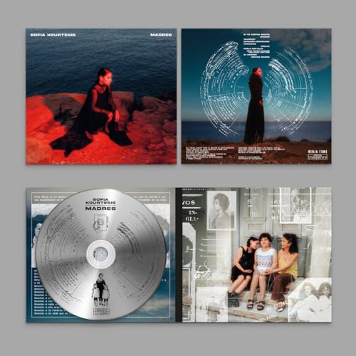 CD packaging for Sofia Kourtesis’ “Madres” album, featuring women and landscapes.