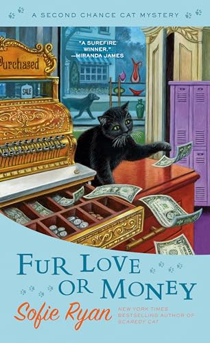 Book cover: black cat near a cash register with money.