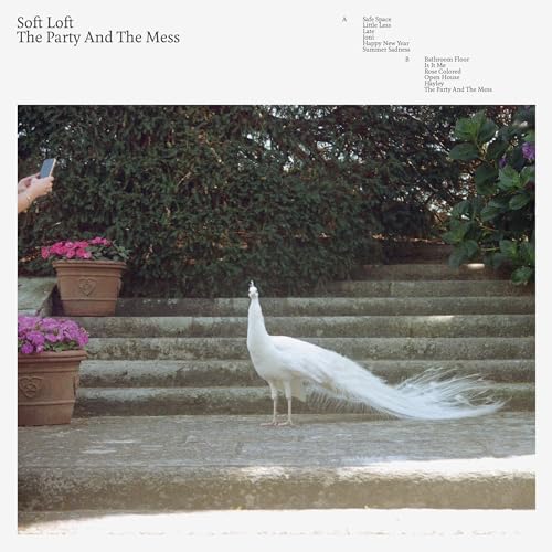 CD cover: peacock on stone steps with flowers and a hand holding a phone.