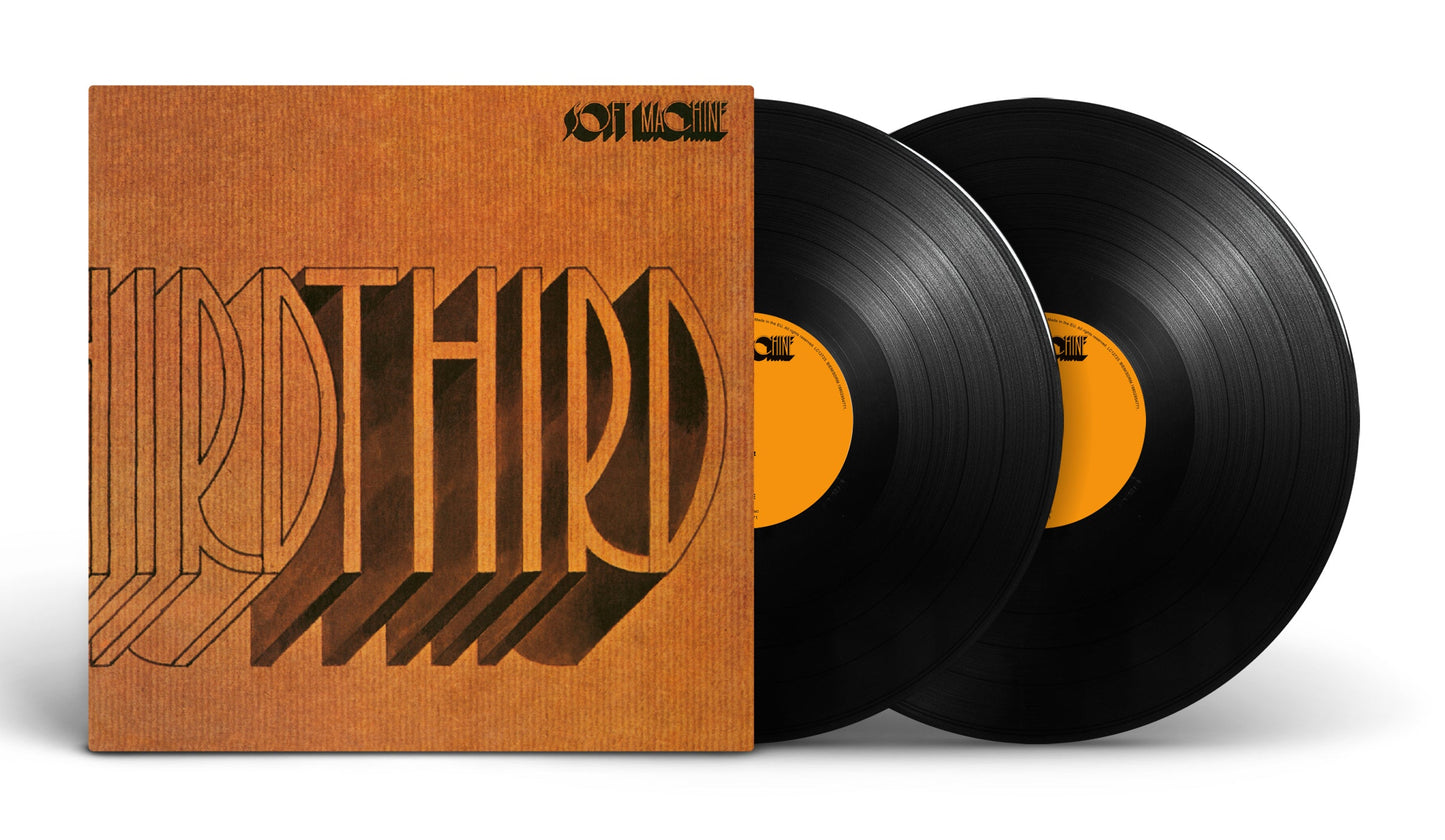 Soft Machine's "Third" double vinyl record with textured orange cover art.