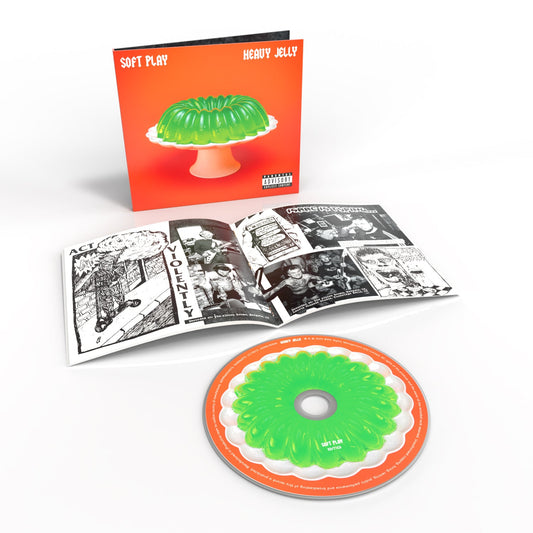 CD packaging for Soft Play’s “Heavy Jelly” with orange, black, and green visuals.