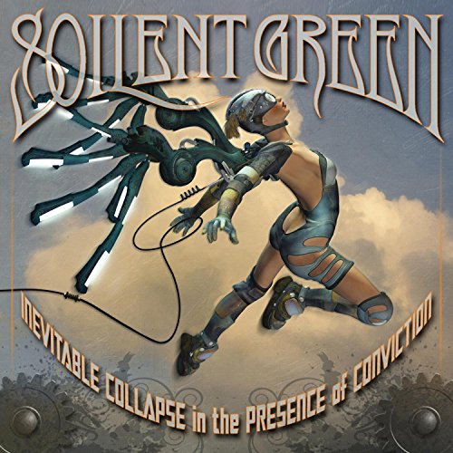 The image depicts a CD cover featuring a futuristic woman and a mechanical creature. For accessibility purposes, a suitable alt text could be: "CD cover with futuristic woman and mechanical creature."