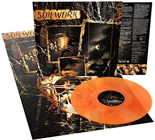 Soilwork A Predator's Portrait vinyl record with orange disc, cover art, and lyric sheet.