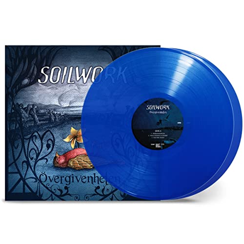 Soilwork’s “Övergivenheten” vinyl record, blue disc and illustrated cover.