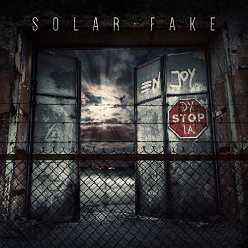 CD cover: doorway with graffiti, barbed wire, and stormy sky.