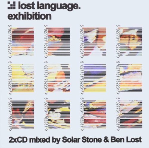 CD cover with repeating barcode imagery and abstract colorful shapes.