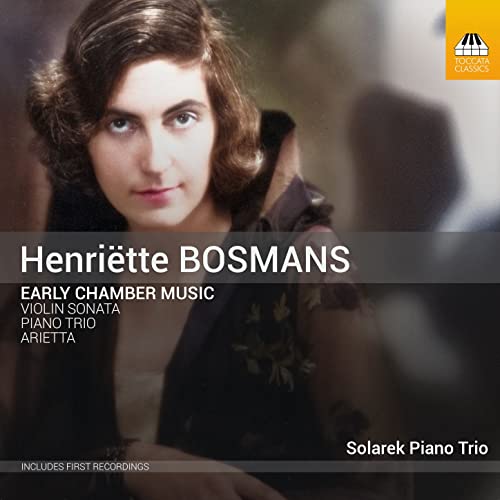 CD cover featuring a portrait of composer Henriëtte Bosmans and text details.