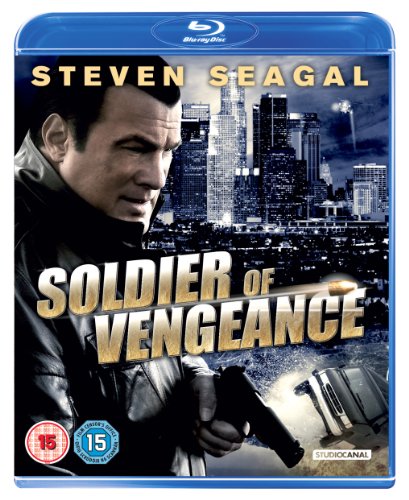 Steven Seagal holds a handgun in front of a city skyline on Blu-ray cover.