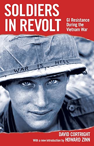 Book cover featuring a soldier’s face and a helmet with protest writing.