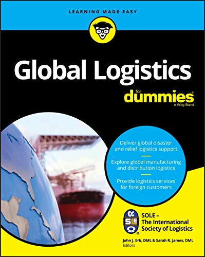 Book cover: "Global Logistics For Dummies" with globe and shipping yard image.