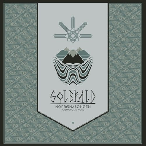 CD cover with stylized mountains, waves, and Norse-inspired geometric design.