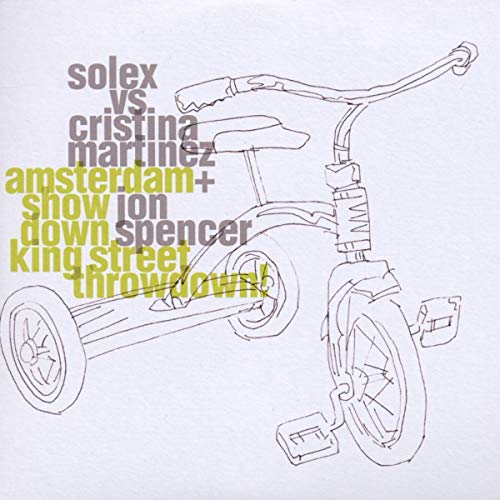 CD cover: sketched tricycle and text listing artist names and event.