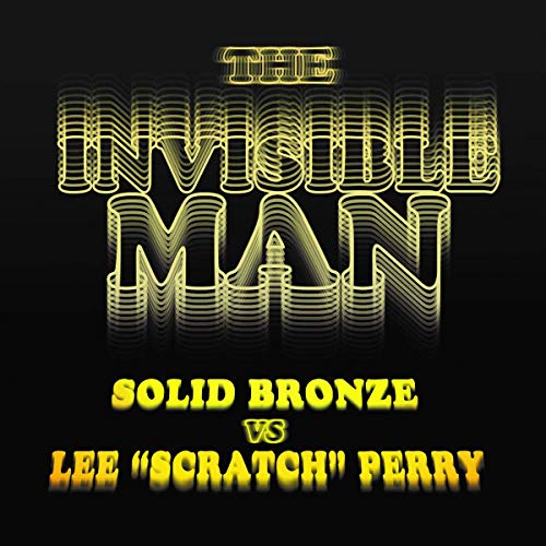 "Black album cover with yellow 3D text: 'The Invisible Man' and artist names."