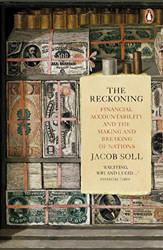 Book cover with stacks of money and title “The Reckoning.”