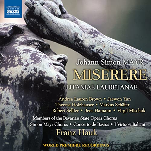 CD cover for Johann Simon Mayr's "Miserere" featuring a sculpted face.