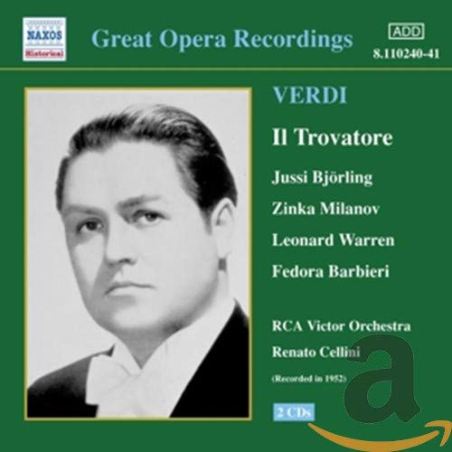 CD cover for Verdi’s Il Trovatore featuring Jussi Björling’s portrait.