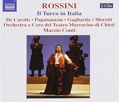 CD cover for Rossini's Il Turco in Italia featuring a male opera singer on stage.
