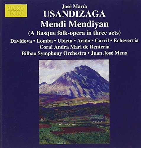 CD cover for Usandizaga’s “Mendi Mendiyan” featuring a mountain landscape.
