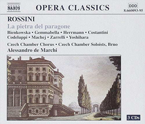 "CD cover with 'OPERA CLASSICS' title, illustration of a large building and trees."
