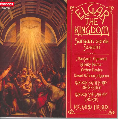 CD cover art showing a religious painting with light rays and red text panel.