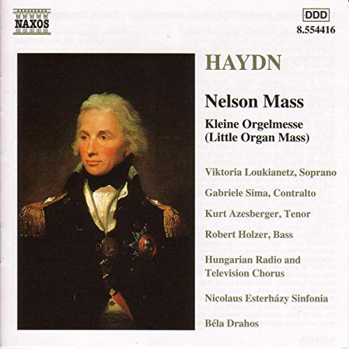 Cover of "HAYDN: Nelson Mass / Little Organ Mass" CD with historical portrait.