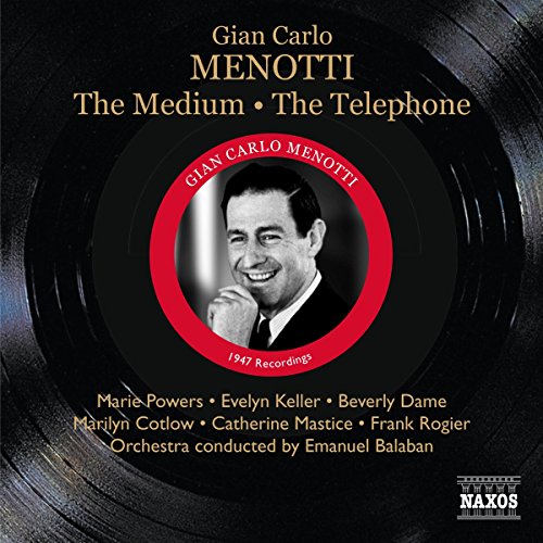 CD cover featuring a black and white portrait of composer Gian Carlo Menotti.