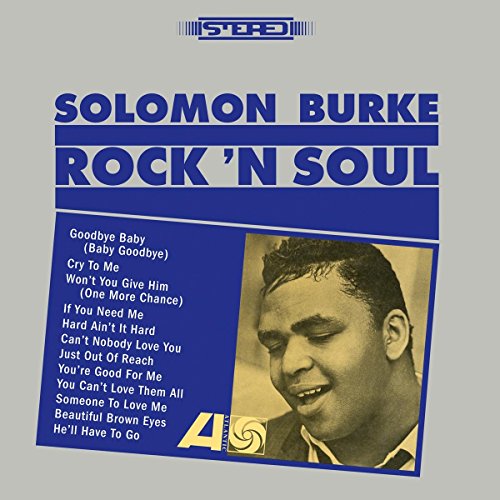 "Solomon Burke's 'Rock 'n Soul' vinyl album cover with a blue and gray design."