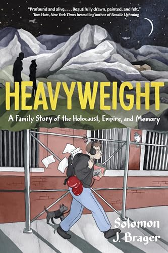 Book cover: illustrated figures with mountains, titled “Heavyweight” by Solomon Brager.