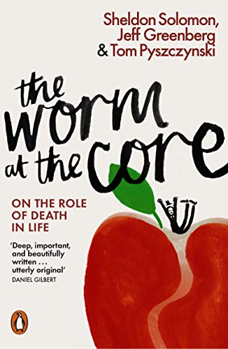 Book cover: red apple with a wormhole, title "The Worm at the Core".