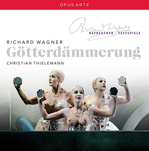 CD cover for Wagner’s *Götterdämmerung* featuring three Valkyries with apples.