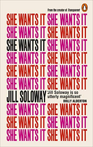 Book cover with repeated text "She Wants It" in pink and black.
