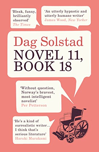 Book cover: "Novel 11, Book 18" by Dag Solstad, with a wheelchair illustration.