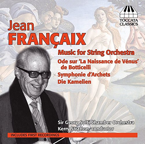 CD cover for Francaix's string orchestra music featuring composer Jean Françaix.