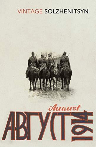 Book cover: "August 1914" by Solzhenitsyn, showing soldiers on horseback.
