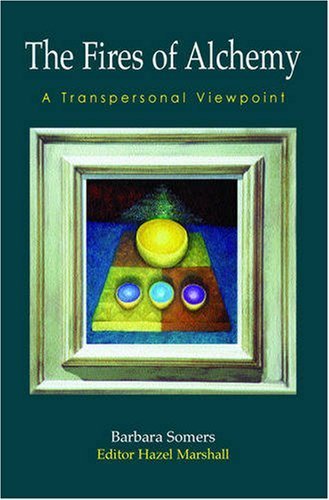 Book cover: “The Fires of Alchemy” with framed abstract painting.