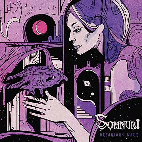 Art Deco style album cover featuring a woman, bird, and celestial imagery.