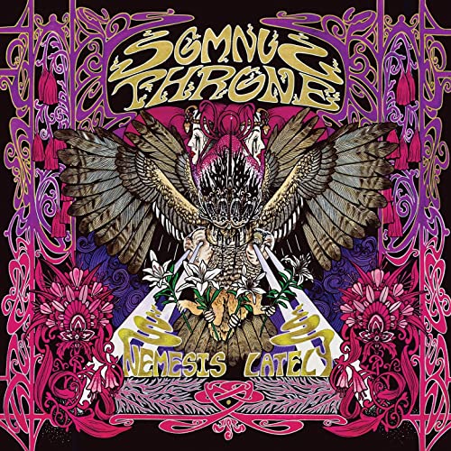 Album cover: ornate owl illustration with floral details, purple and pink tones.
