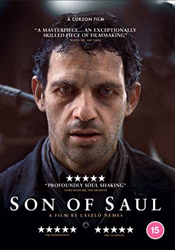 DVD cover for "Son of Saul" featuring a close-up of a distressed man.